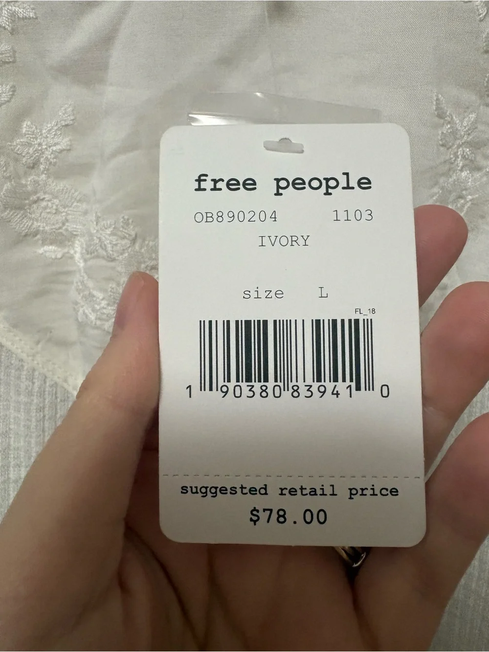 Free People Sweetest Thing Thermal Top Ivory White Size Large NWT New